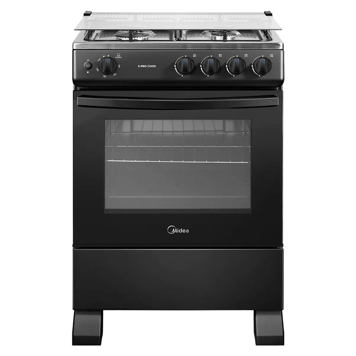 MIDEA - Cocina a Gas 4 Quemadores 24inch Negro Midea