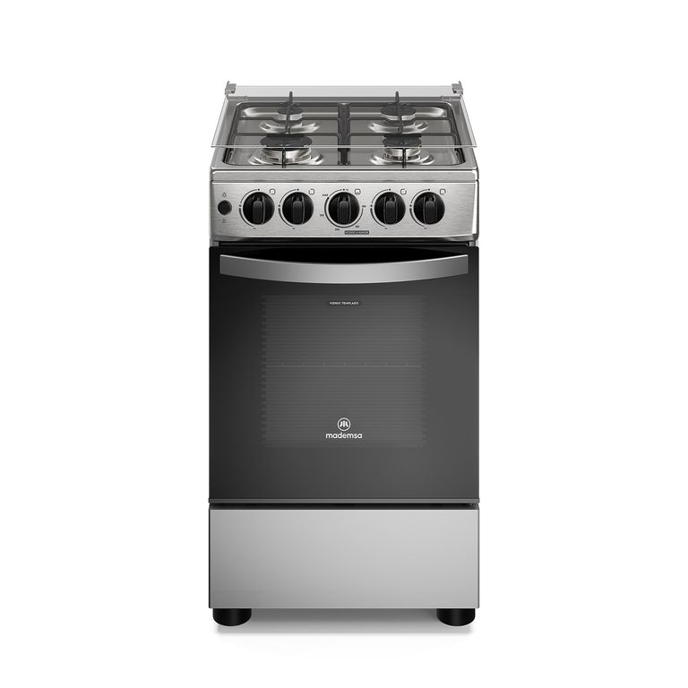 MADEMSA Cocina a Gas 4 Platos Horno de 59 Litros FM4ES Silver