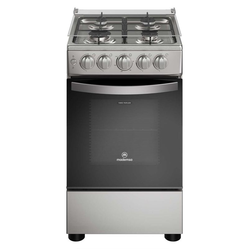 MADEMSA - Cocina a Gas 4 Platos Mademsa LimpiaFácil y Parrillas de Alambrón FM4ES Silver
