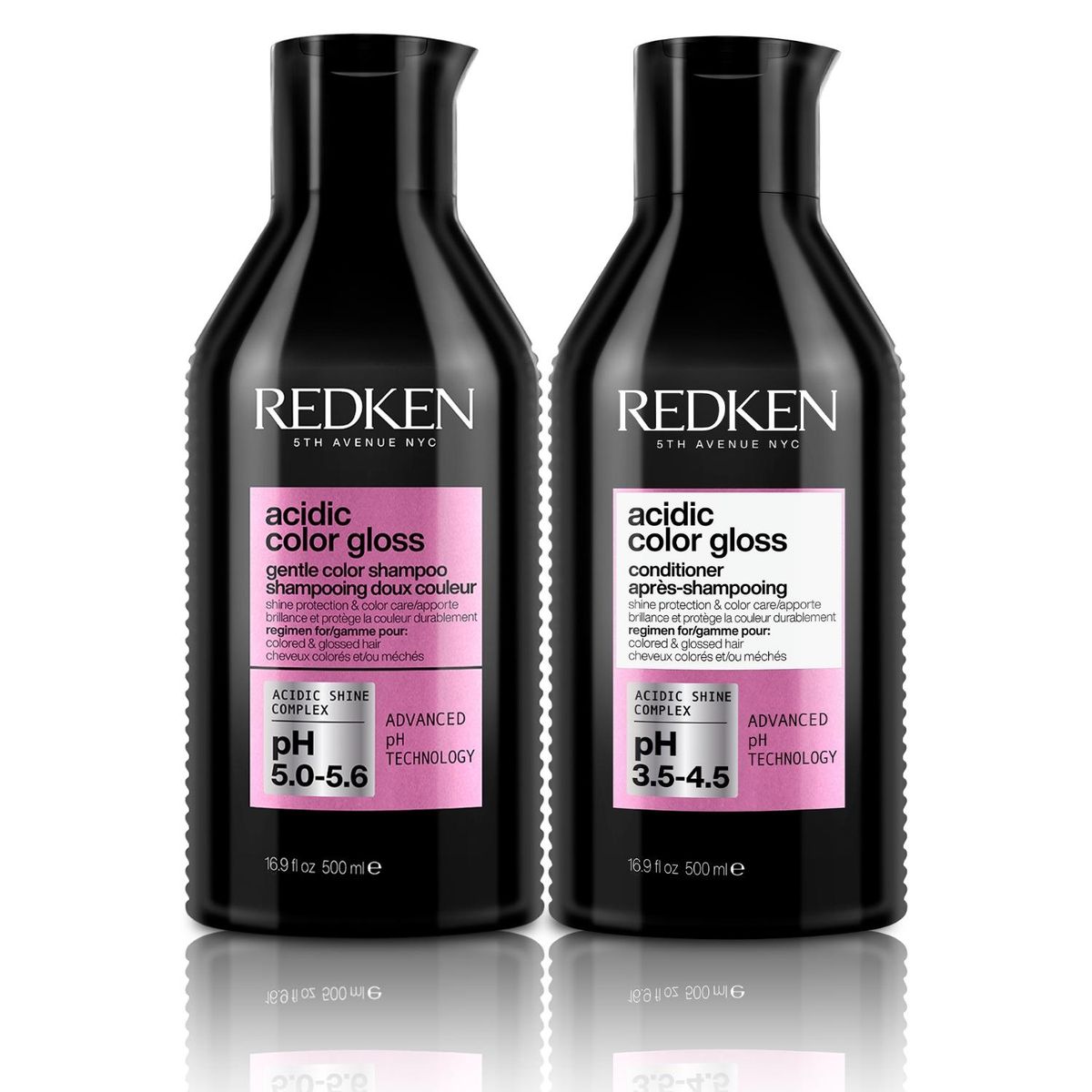 REDKEN - Set XL Brillo Intenso Cabello Con Color Acidic Color Gloss Shampoo Sin Sulfatos 500ml + Acondicionador 500ml Redken