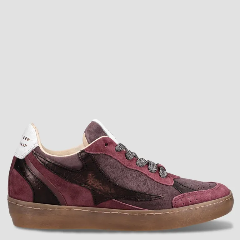 Zapatilla Urbana Mujer Cuero Burdeo