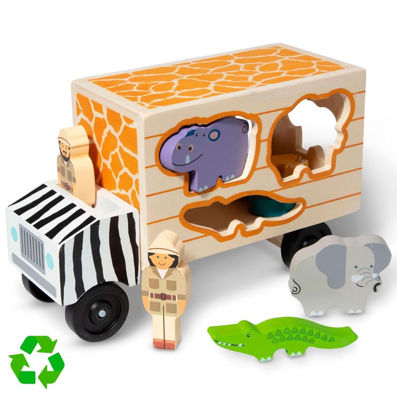 MELISSA & DOUG - Camion Safari De Animales De Madera Melissa & Doug