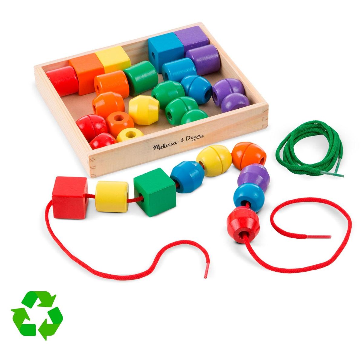 MELISSA & DOUG - Juego Basico De Encaje De Madera Con Cordones Melissa & Doug