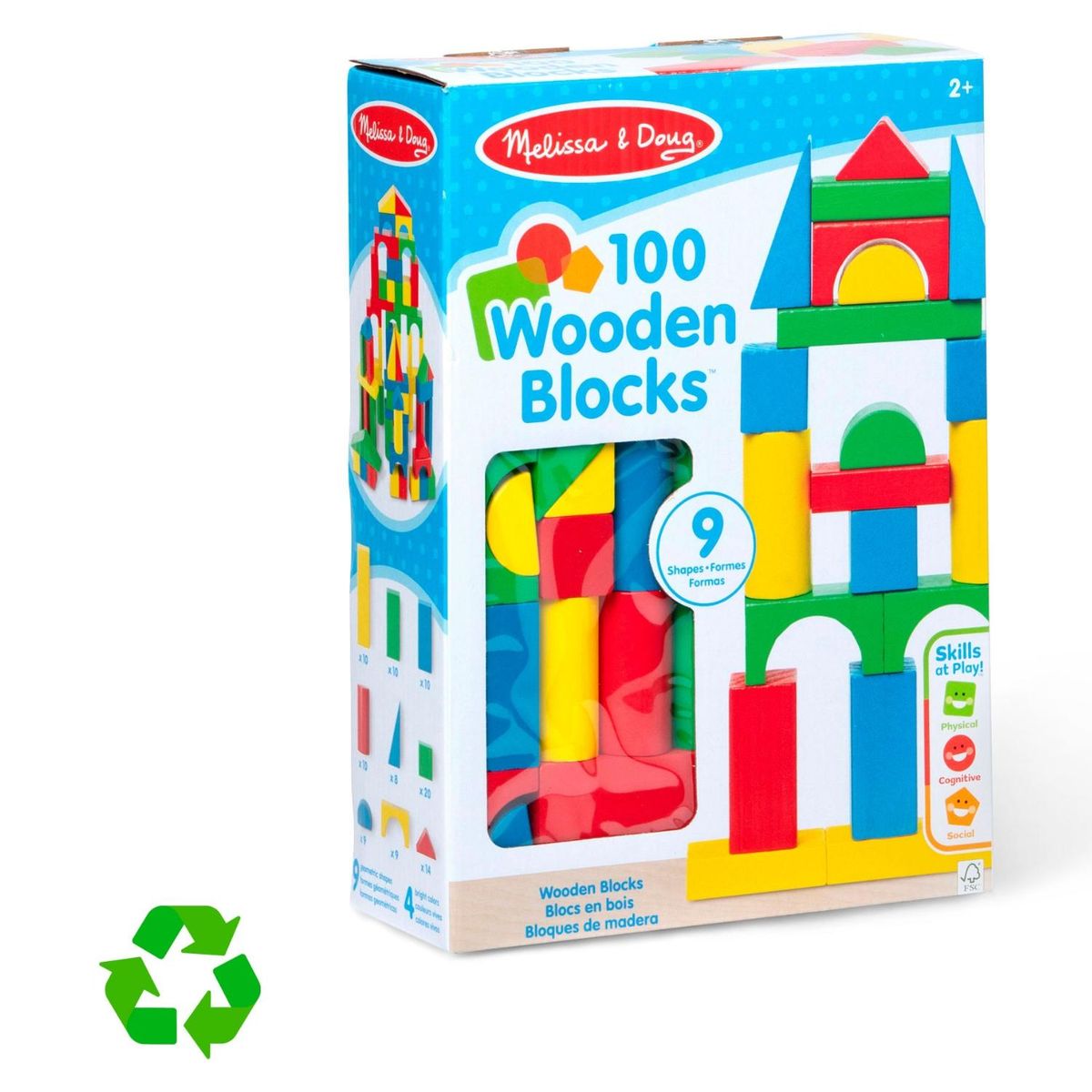 MELISSA & DOUG - Set 100 Bloques De Madera Melissa & Doug