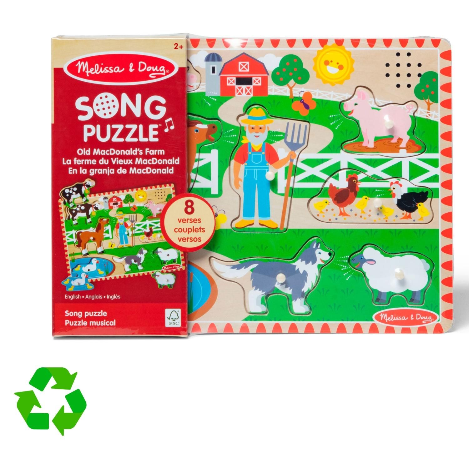 Rompecabezas De Madera De Animales De Granja Melissa & Doug – 7 Piezas Grandes Y Extra Gruesas, Con Dibujos Debajo, Ideales Para Manos Pequeñas, Certificado FSC