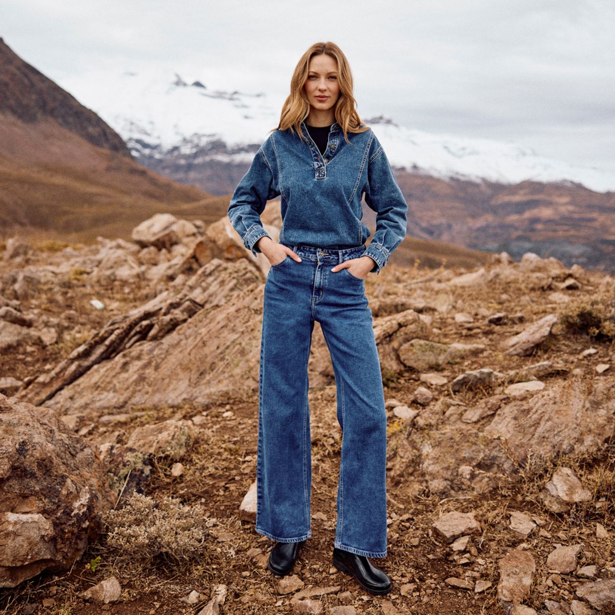 MUTH - Jeans Básico Tiro Medio Mujer Muth