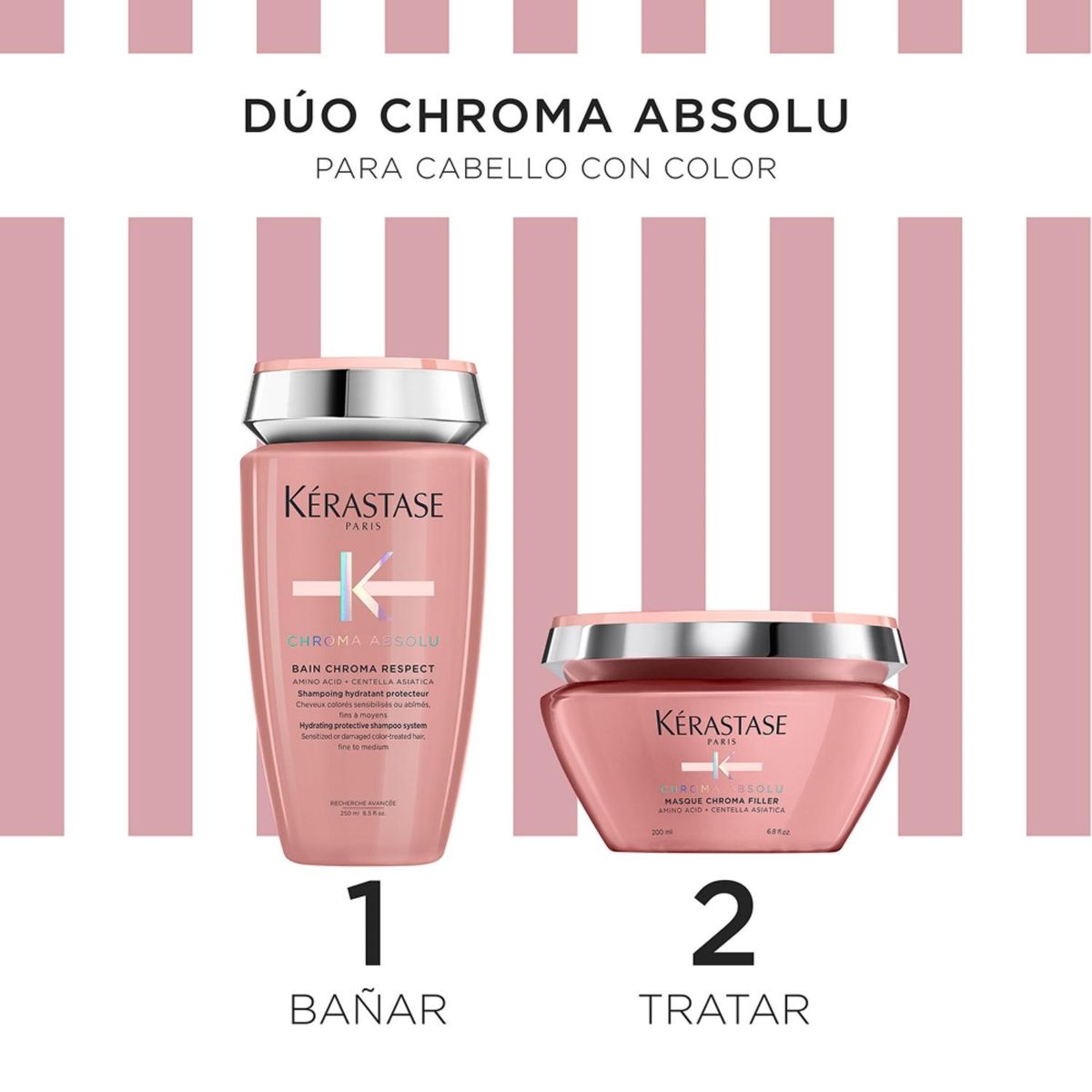 KERASTASE - Cofre Cuidado Del Color Shampoo 250ml + Máscara 200ml Para Cabello Medio a Grueso Chroma Absolu Kérastase