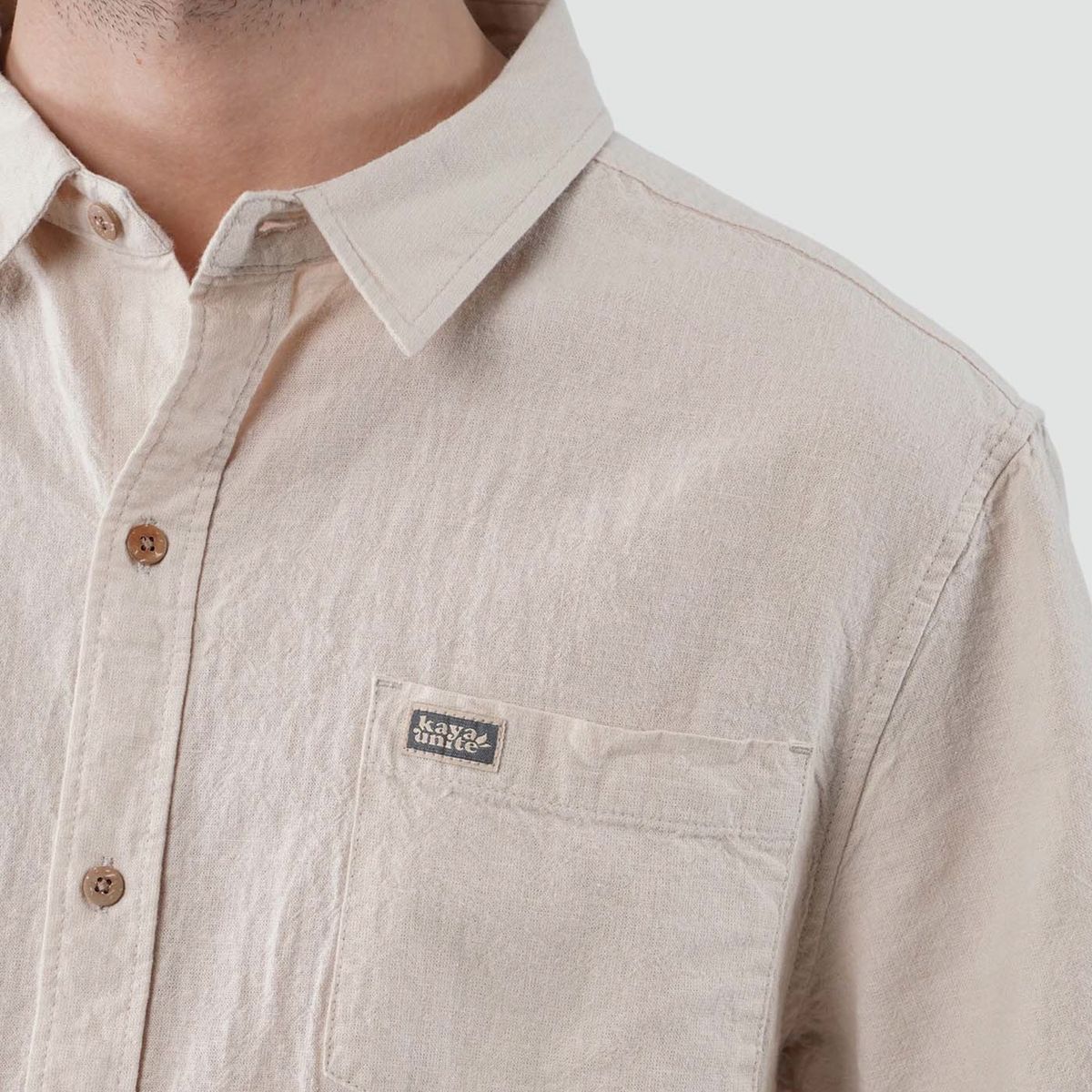 KAYA UNITE - Camisa Lino Hombre Manga Corta Kaya Unite