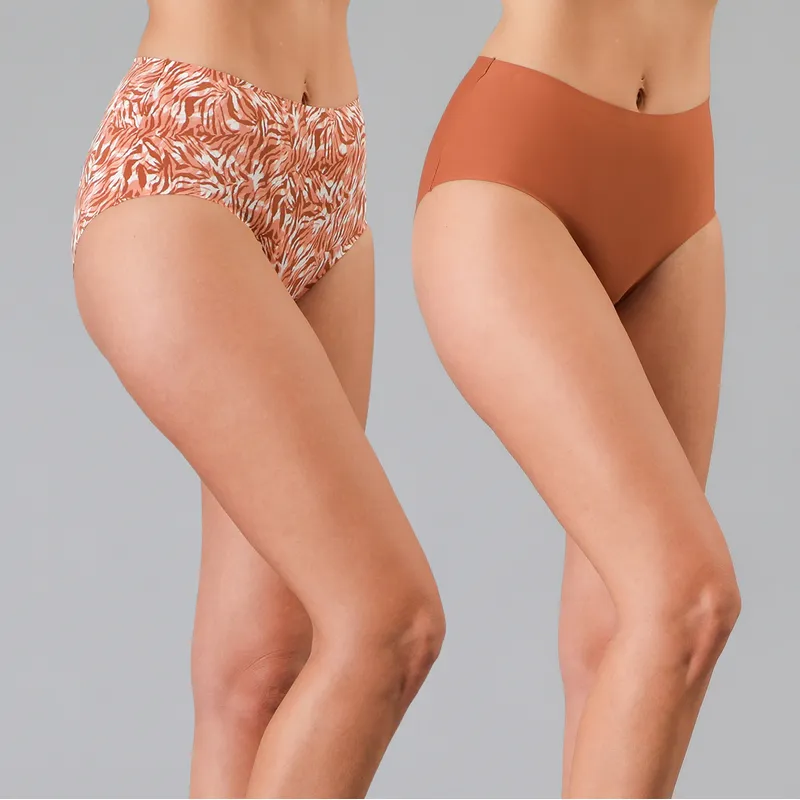 FLORES - Pack De 2 Calzones Tiro Alto Mujer Flores