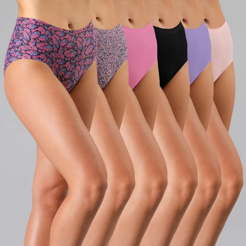 FLORES - Pack De 6 Calzones Tiro Alto Mujer Flores