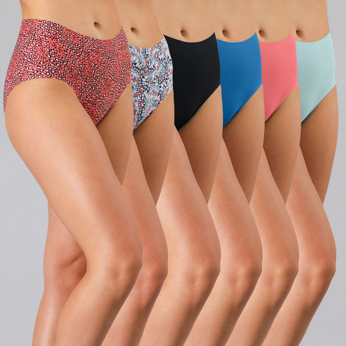 FLORES - Pack 6 Calzones Tiro Alto Mujer Flores