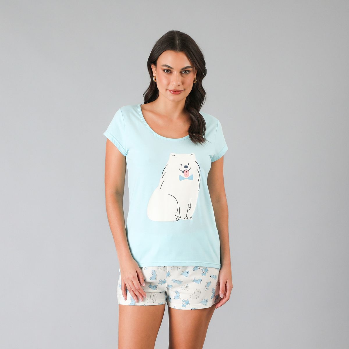 FLORES - Pijamas Top M. Corta + Short Mujer Flores