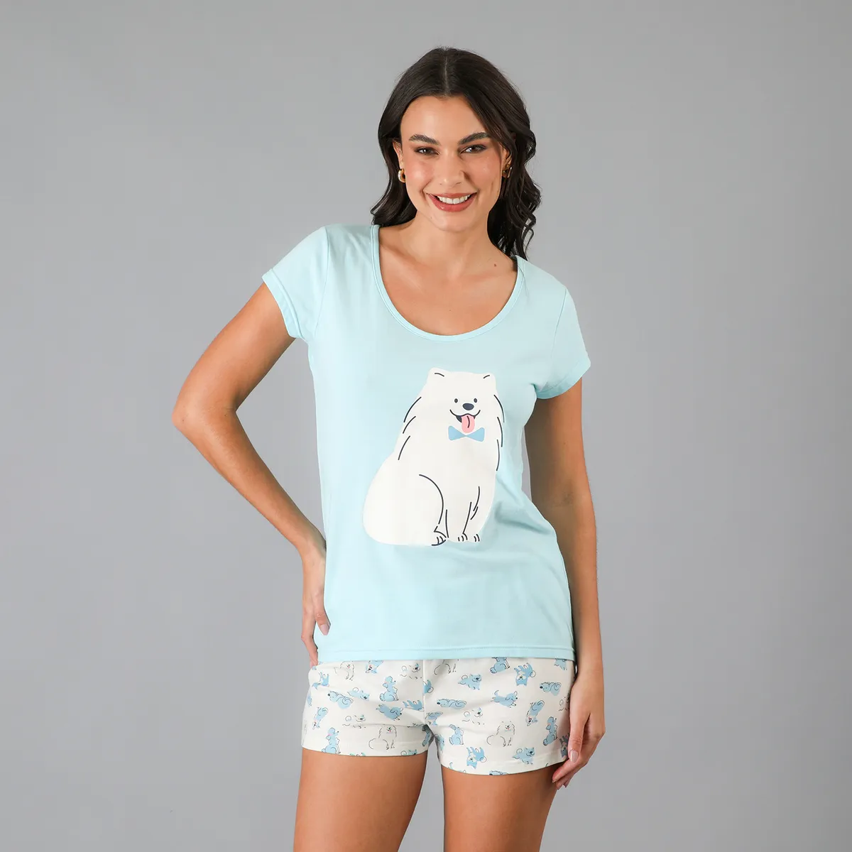 FLORES - Pijamas Top M. Corta + Short Mujer Flores