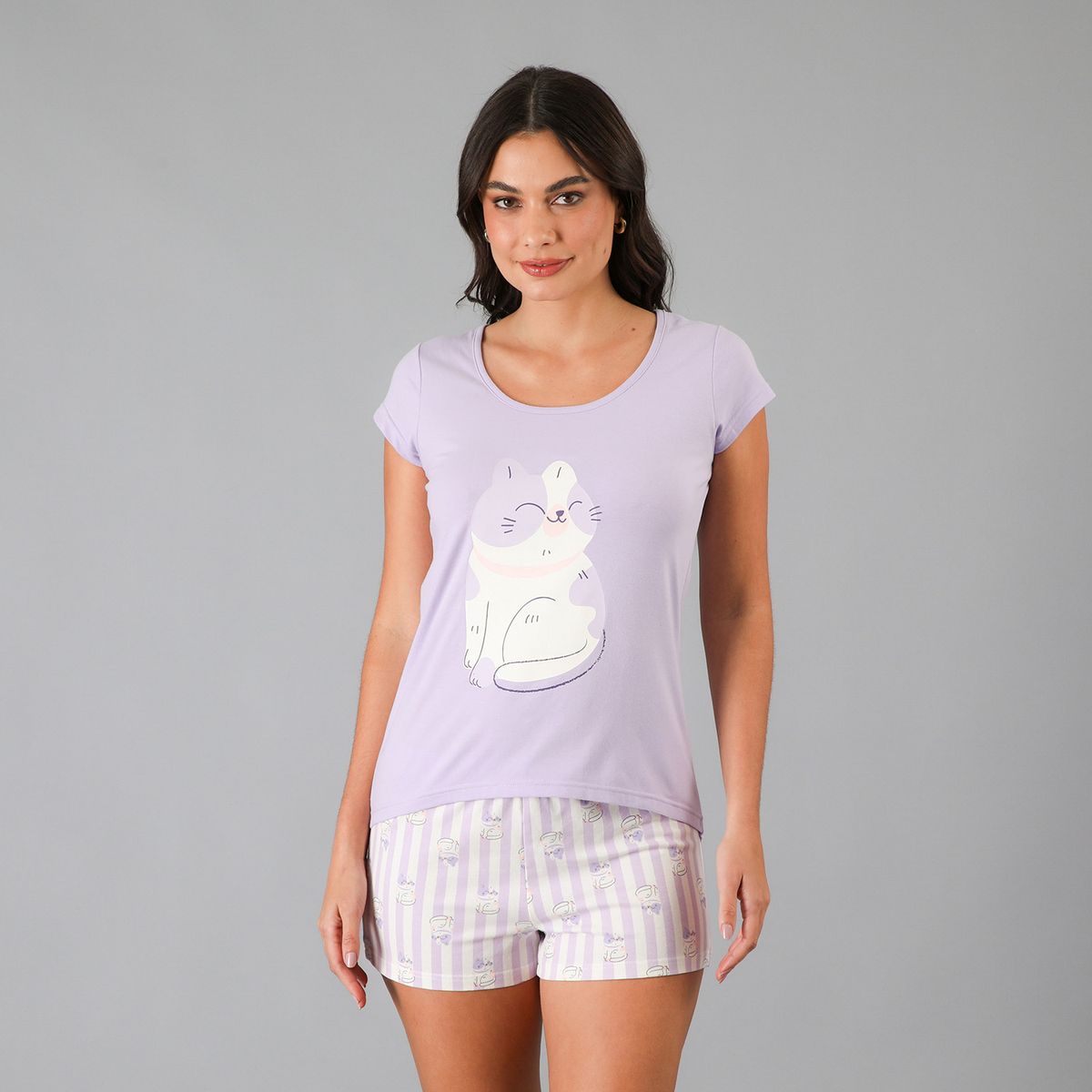 FLORES - Pijamas Top M. Corta + Short Mujer Flores