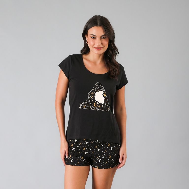 FLORES Pijamas Top M. Corta + Short Mujer