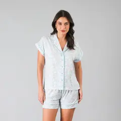 FLORES - Pijamas Top Camisero / Short Caja Mujer