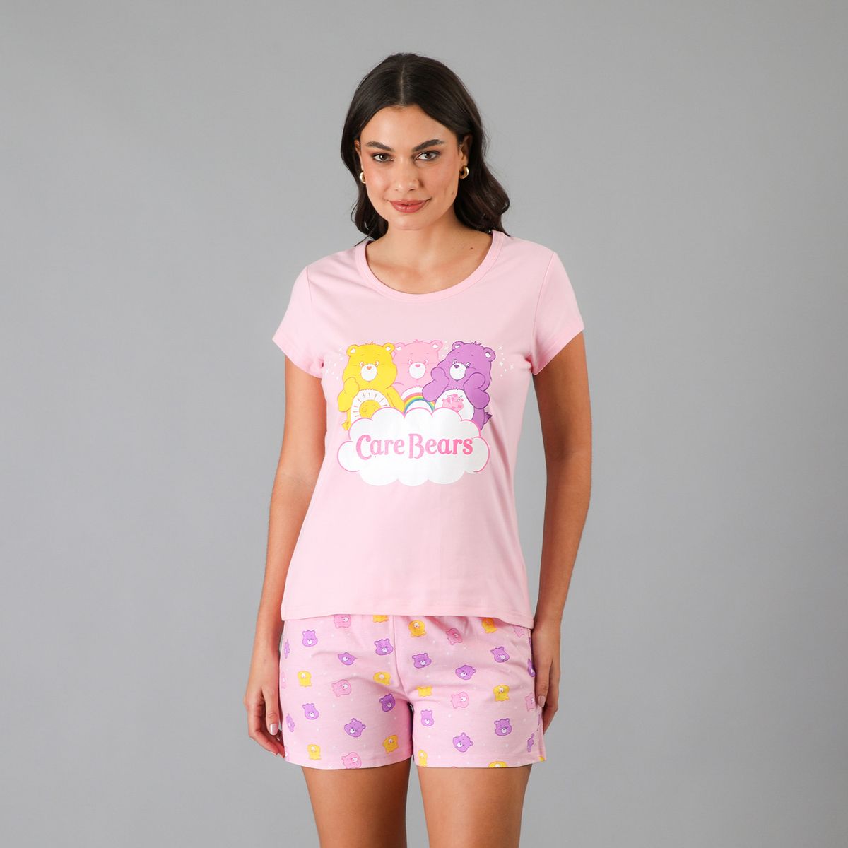 FLORES - Pijamas Top M. Corta + Short Mujer Flores