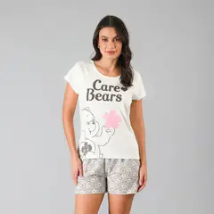 FLORES - Pijamas Top M. Corta + Short Mujer