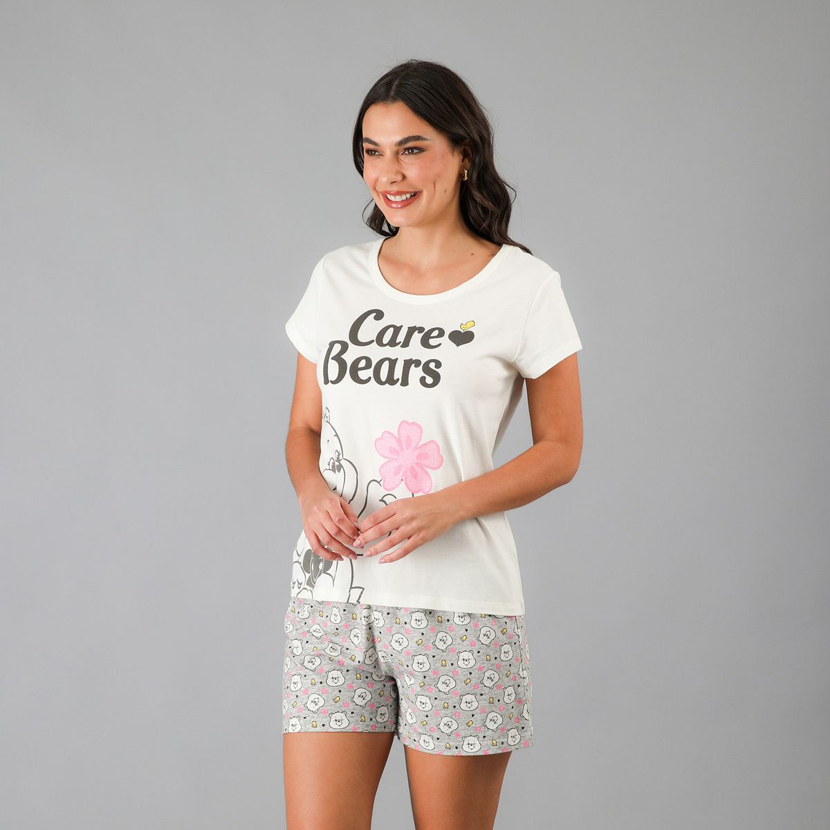 FLORES - Pijamas Top M. Corta + Short Mujer Flores