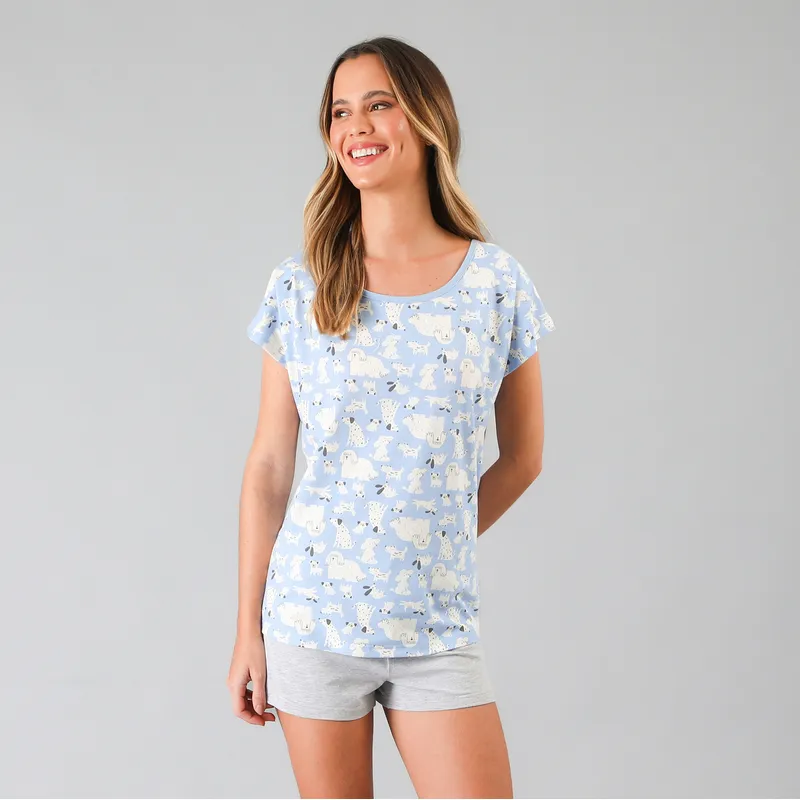 FLORES - Pijamas Top + Short Caja Mujer Flores