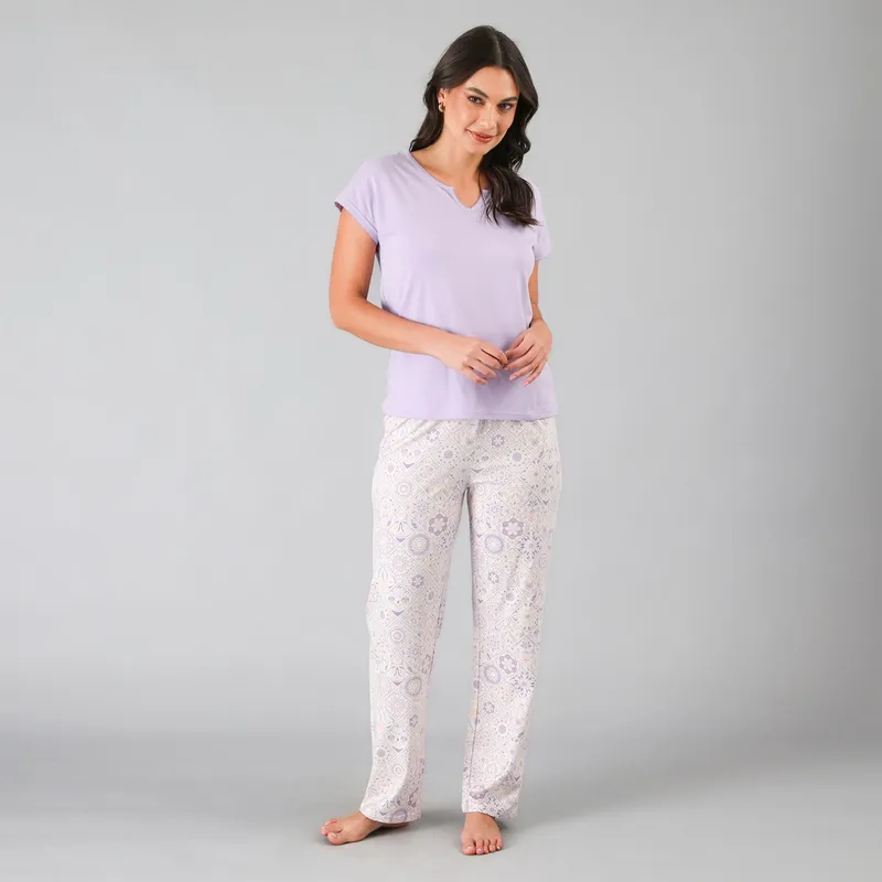 FLORES - Set Top + Pantalon Mujer Flores