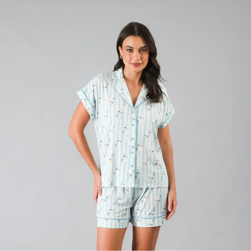 FLORES - Set Top Camisero + Short Mujer Flores