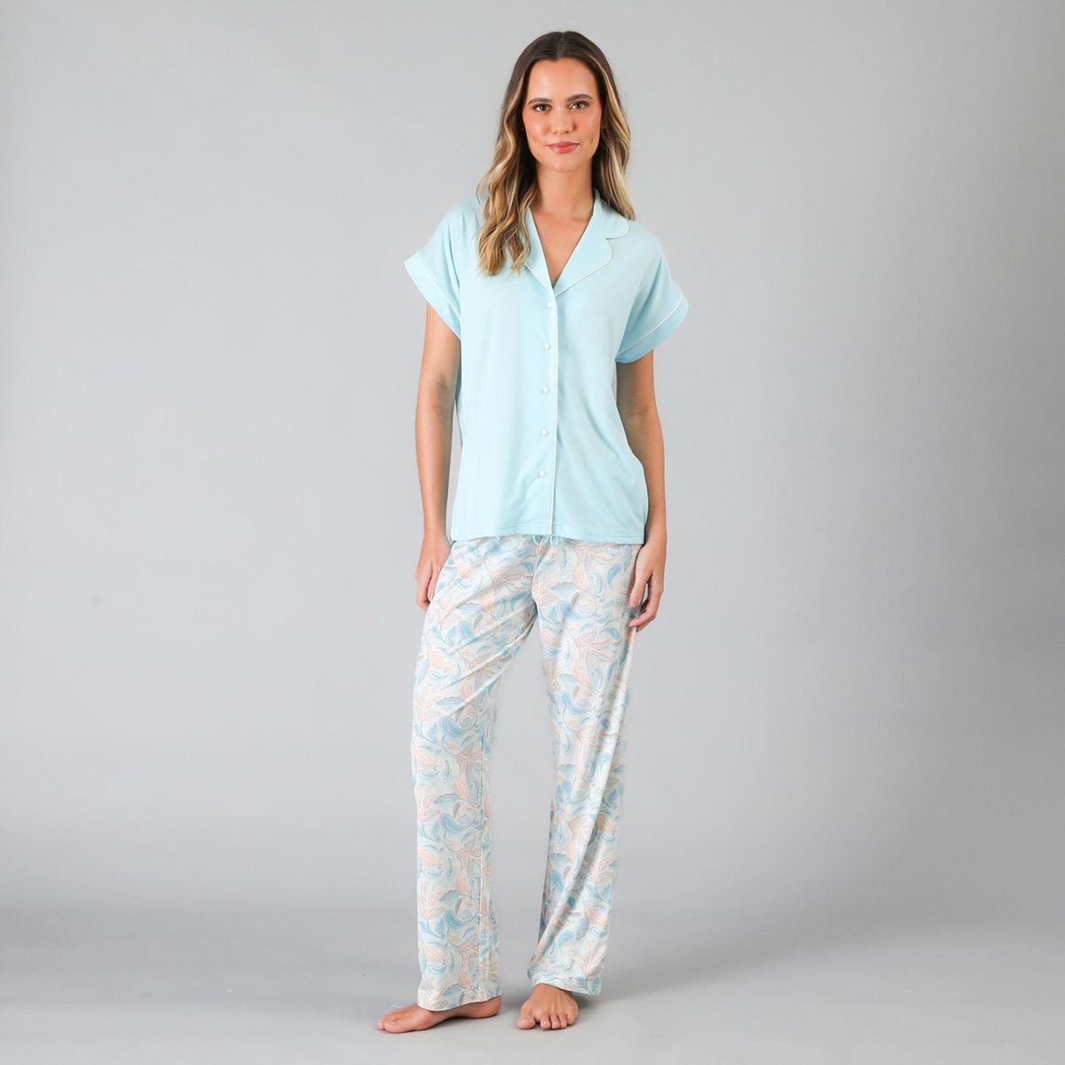 FLORES - Set Top + Pantalon Mujer Flores