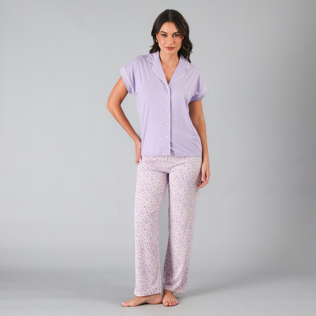 FLORES - Set Top + Pantalon Mujer Flores