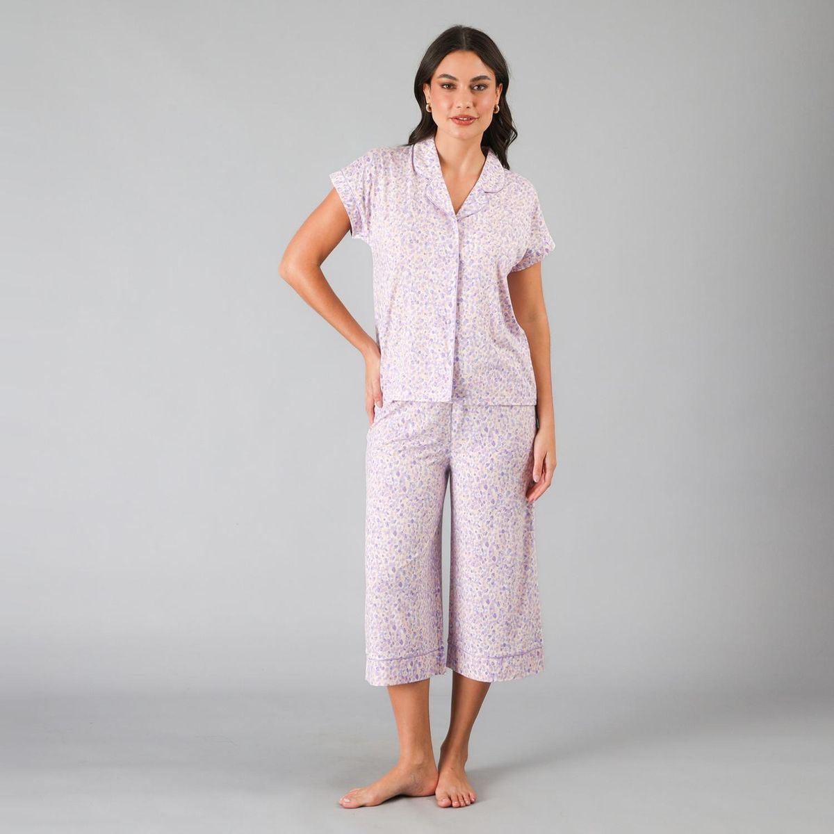 FLORES - Set Top Camisero + Capri Palazzo Mujer Flores