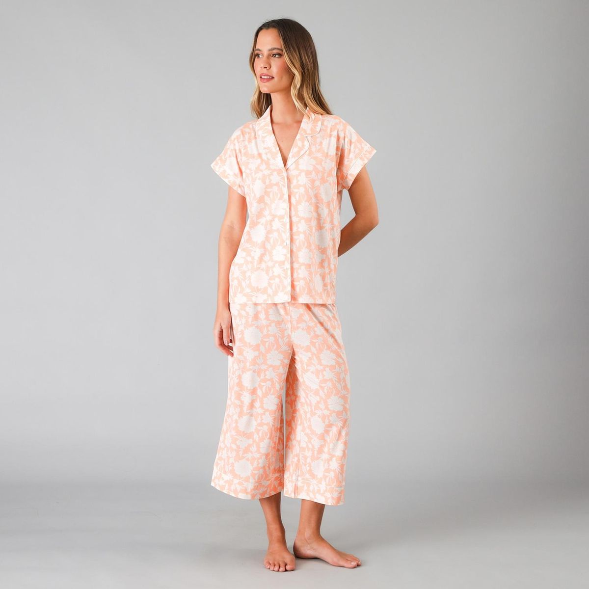 FLORES - Set Top Camisero + Capri Palazzo Mujer Flores