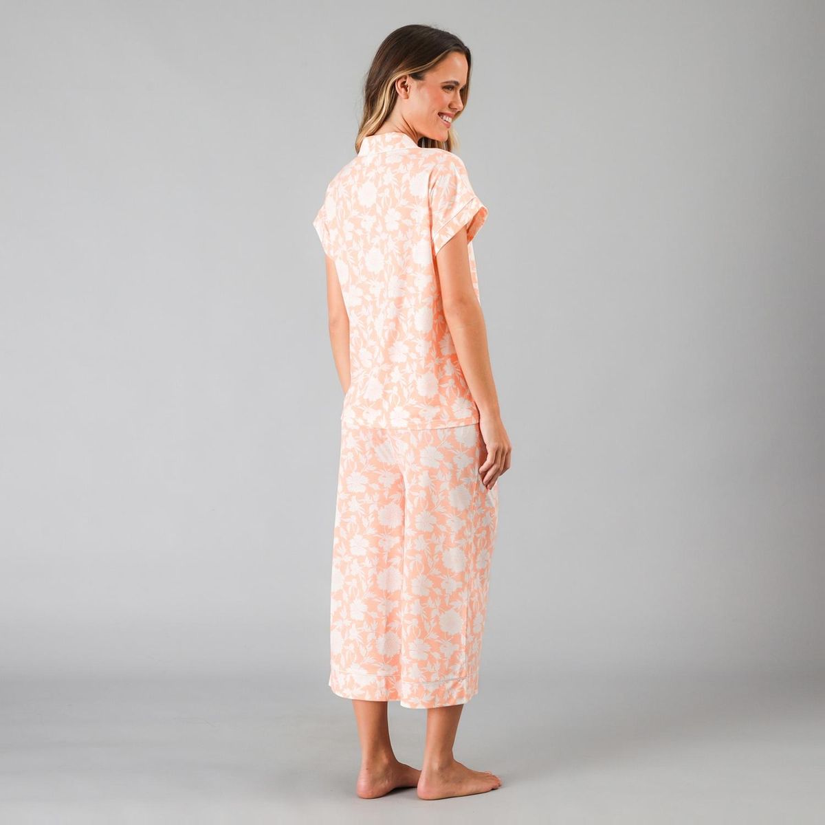 FLORES - Set Top Camisero + Capri Palazzo Mujer Flores