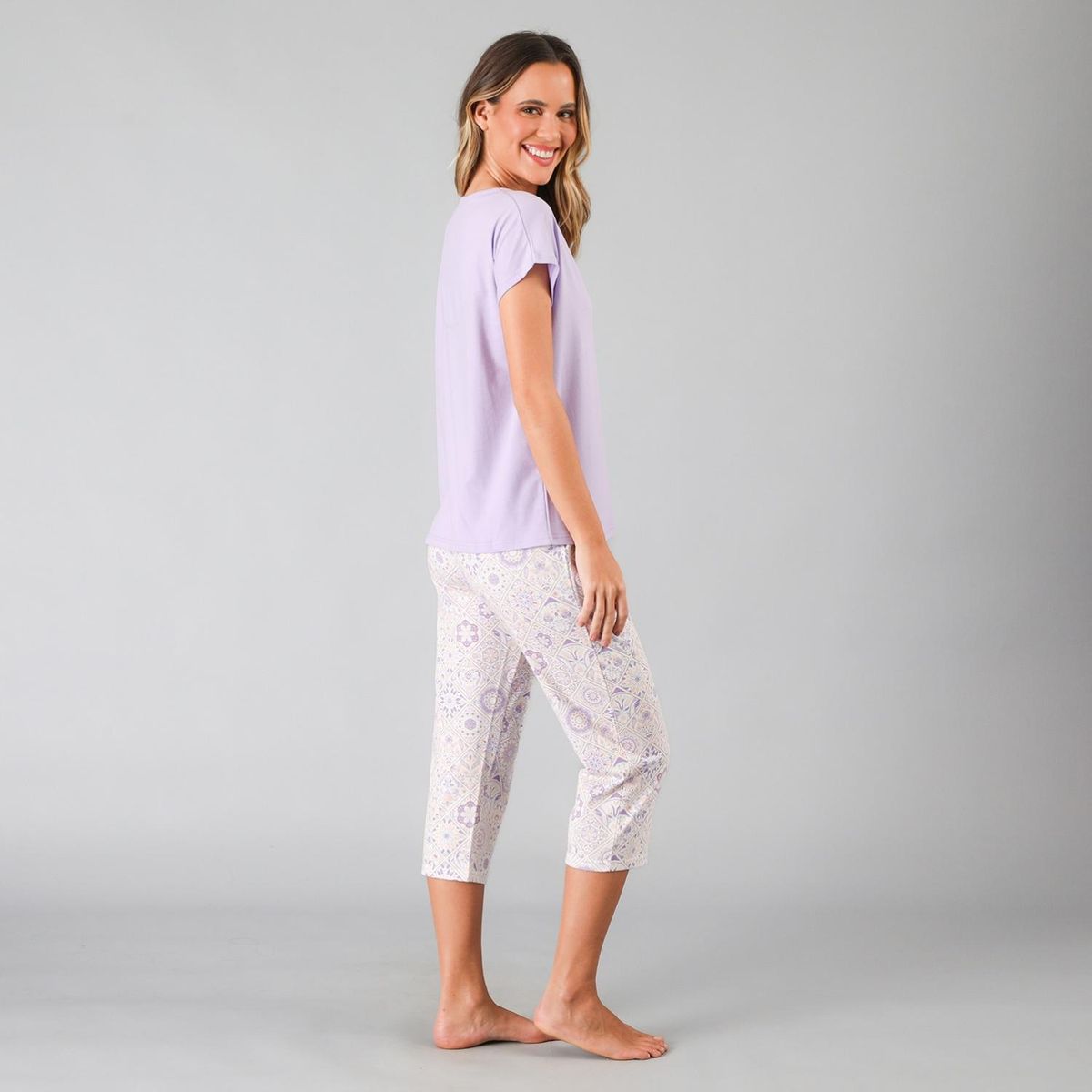 FLORES - Set Top + Capri Mujer Flores