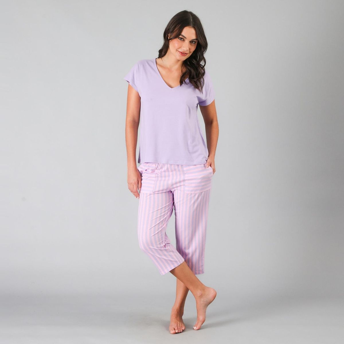 FLORES - Set Top + Capri Mujer Flores