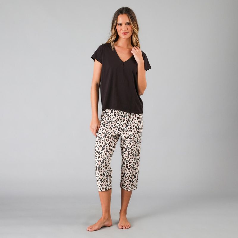 FLORES - Set Top + Capri Mujer Flores