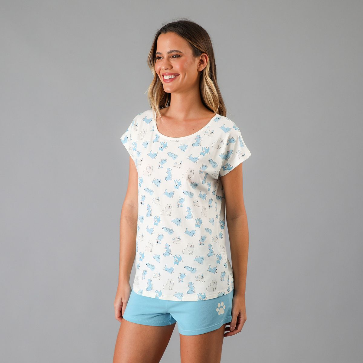 FLORES - Pijama Top + Short Mujer Flores