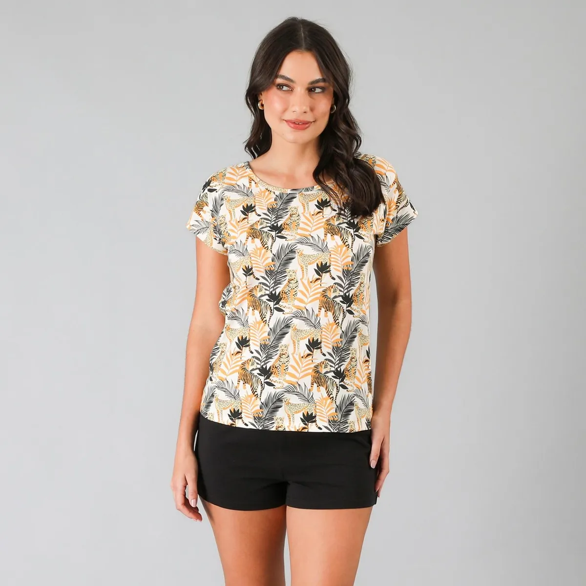 FLORES - Pijama Top + Short Mujer Flores