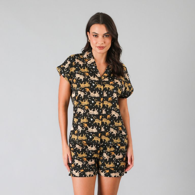 FLORES Set Top Camisero + Short Mujer