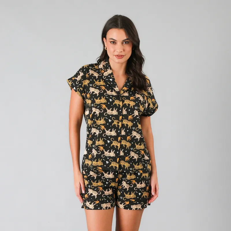 FLORES - Set Top Camisero + Short Mujer Flores