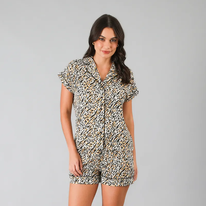 FLORES - Set Top Camisero + Short Mujer Flores