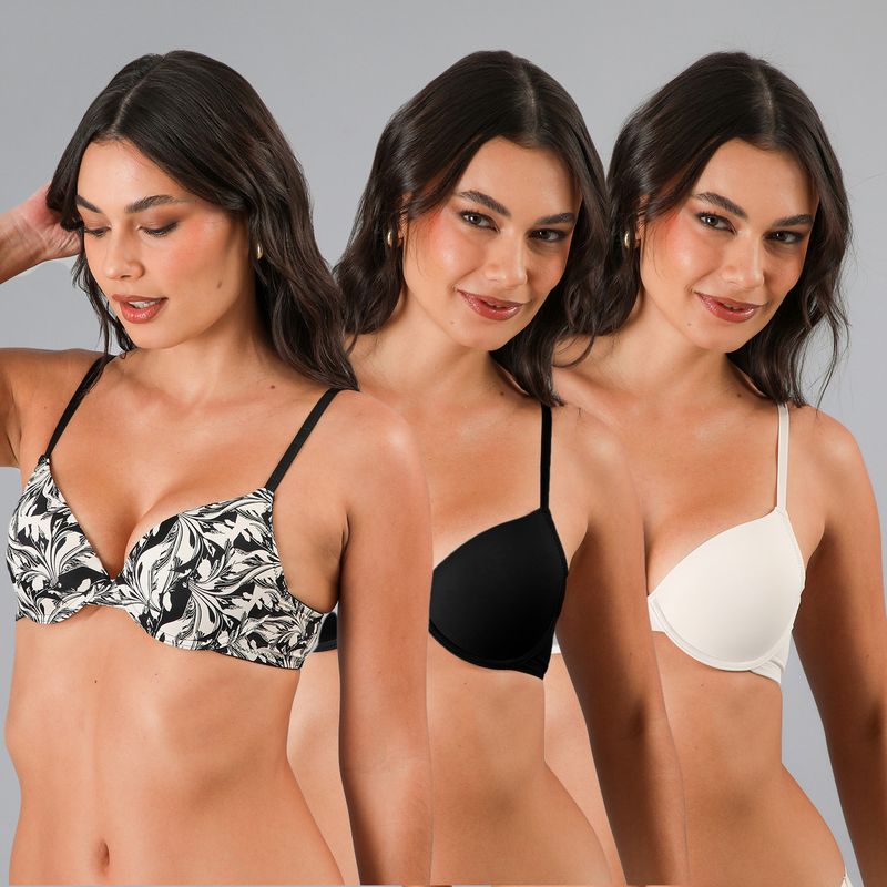 FLORES - Pack De 3 Sostenes Con Copa Mujer Flores