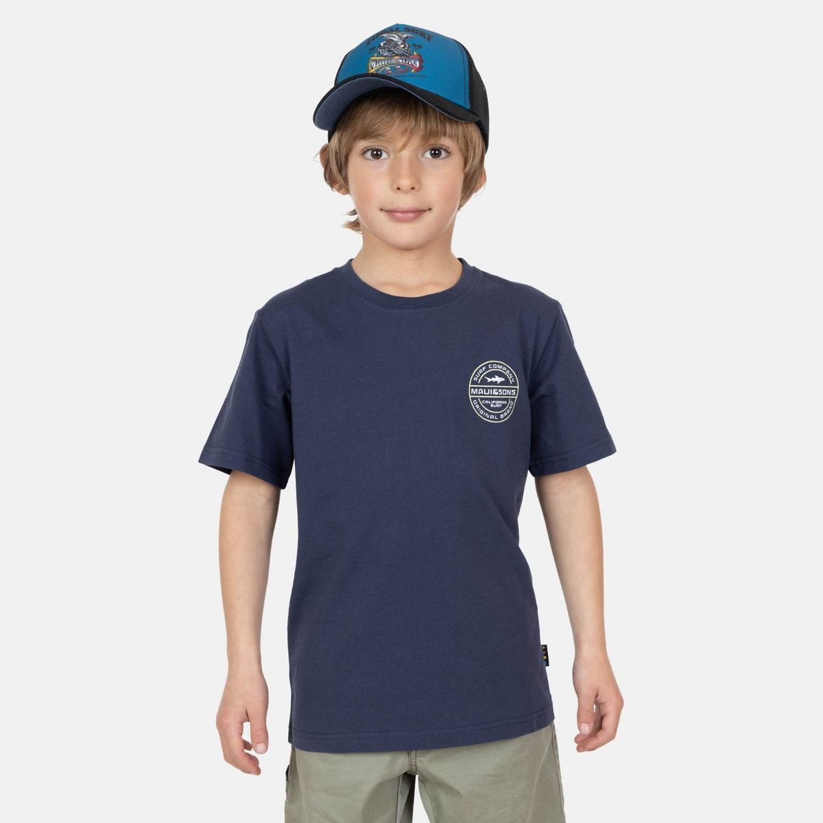 MAUI AND SONS - Polera Regular Fit Algodón Niño Azul Maui And Sons