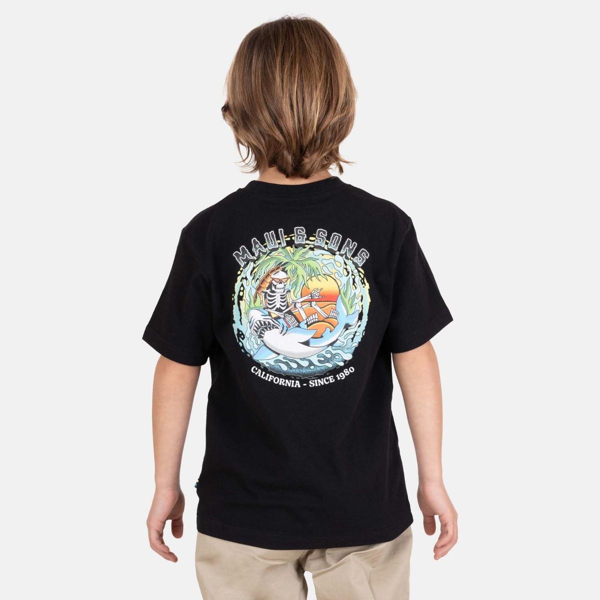 MAUI AND SONS - Polera Regular Fit Algodón Niño Negro Maui And Sons