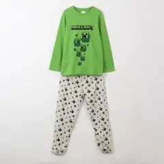 MINECRAFT - Pijama 2 Piezas Niña Manga Larga Algodón