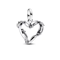 PANDORA - Charm Colgante En Plata Me Medallón De Corazón De Alambre Mujer