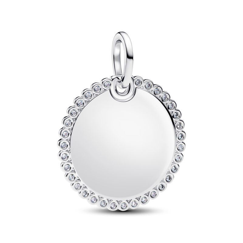 PANDORA - Colgante Placa Redonda Grabable Plateado Pandora