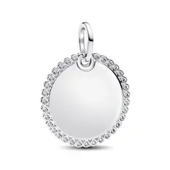 PANDORA - Colgante Placa Redonda Grabable Plateado