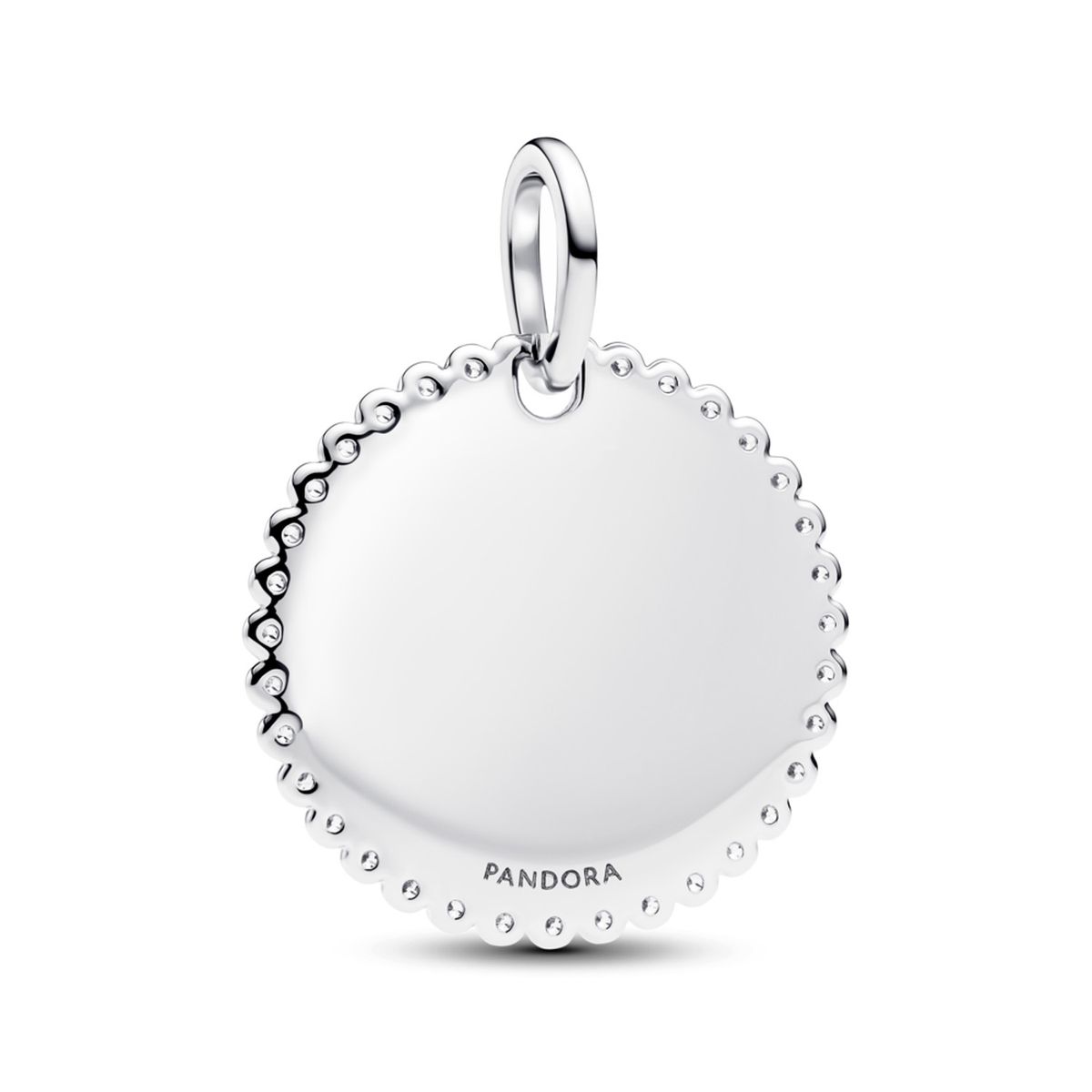 PANDORA - Colgante Placa Redonda Grabable Plateado Pandora