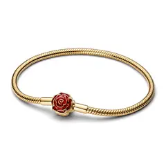 PANDORA - Brazalete Cadena De Serpiente Rosa Encantada La Bella y La Bestia Disney Mujer
