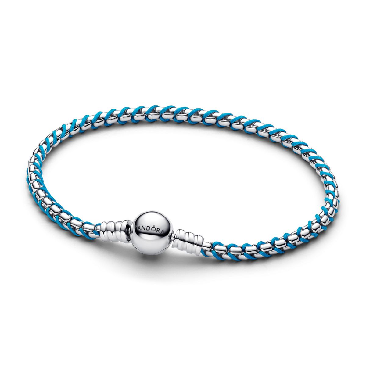 PANDORA - Brazalete Cadena Caja Cordón Azul Mujer Pandora