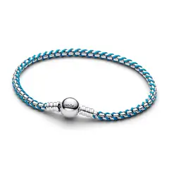 PANDORA - Brazalete Cadena Caja Cordón Azul Mujer